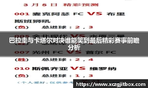 巴拉圭与卡塔尔对决谁能笑到最后精彩赛事前瞻分析